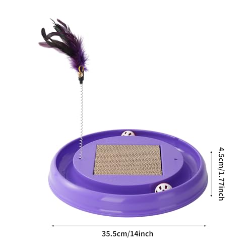 Interactive Cat Ball Track Toy Cat Scratcher with 2 Self-Rotating Balls and 1 Kitten Interactive Toy,Durable Scratch Pad for Indoor Play,Cardboard Scratcher Pad 3-in-1 Cat Toy (Purple) - color: Purple