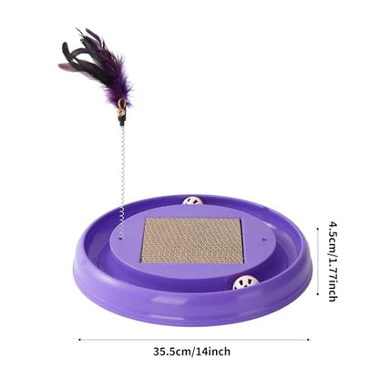 Interactive Cat Ball Track Toy Cat Scratcher with 2 Self-Rotating Balls and 1 Kitten Interactive Toy,Durable Scratch Pad for Indoor Play,Cardboard Scratcher Pad 3-in-1 Cat Toy (Purple) - color: Purple