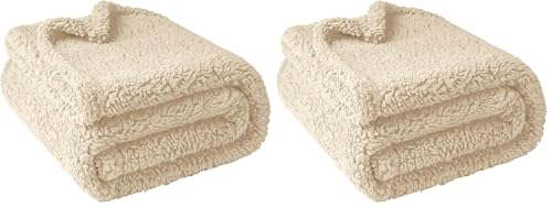 furrybaby Dog Blanket Soft Dog Blankets for Large Dogs Puppy Essentials Washable Sherpa Fleece Cat Blanket 40x47 Inches for Bed Furniture Couch Sofa (Large, Beige) (Pack of 2) - color: Beige Blanket, size: 40x47in (pack of 2)