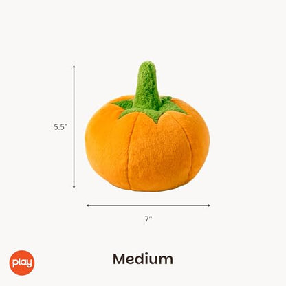 P.L.A.Y. Cute Plush Dog Toys - Fruit & Vegetable Themed Durable Squeaker Chew Toy, Great for Puppies & Small, Medium, Large Dogs - Machine Washable, Recycled Materials (Garden Fresh Pumpkin, Medium) - color: Pumpkin, size: Medium