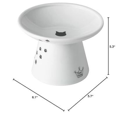 Necoichi Elevated Cat Food Bowl, Ceramic (Porcelain), Whisker-Friendly, Dishwasher & Microwave Safe, Non-Slip Silicone Base, Anti-Vomiting & Neck Fatigue (Cats, Extra Wide, 2-Cups Capacity) - color: Cat, size: Large Extra Wide Flat (2 Cups)