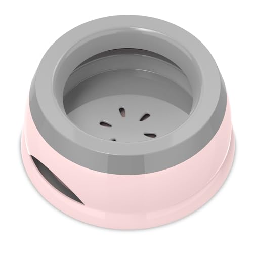 Dog Water Bowl, No Spill Cat Slow Feeder Water Dispenser Portable Vehicle Carried Car Travel Bowls for Small Medium Pets Sloppy Messy Drinkers 25oz, Pink - color: Pink