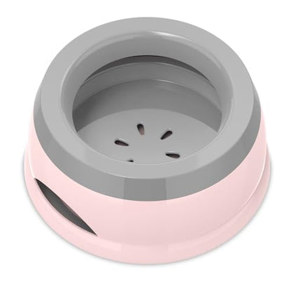 Dog Water Bowl, No Spill Cat Slow Feeder Water Dispenser Portable Vehicle Carried Car Travel Bowls for Small Medium Pets Sloppy Messy Drinkers 25oz, Pink - color: Pink