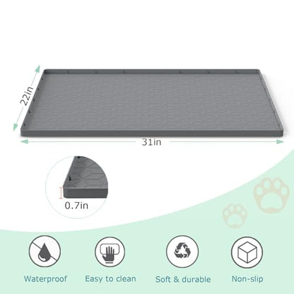 Cat Litter Mat for Litter Box, Silicone Large Cat Litter Trapping Mat - 31x22 in, Waterproof & Non-Slip, Durable & Easy Clean, Gray - color: Grey, size: 31"L x 22"W