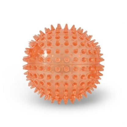 Squeaky Spiky Dog Ball for Teeth Cleaning & Gum Massage 3.5 Inch Medium Large Dogs Orange | Spiny TPR Rubber Chew Toy for Fetch Play Interactive Bouncy Dental Ball Durable BPA Free Nontoxic Floats - size: Orange, Ball - 1 Pack