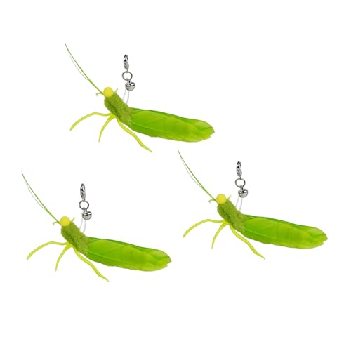 TTcat Feather Toys, 3 Pcs Simulation Insects Grasshopper Refills, Cat Toys Replacement Feathers for Cat Kitten Wand. - color: 3Pcs (Grasshoppers)