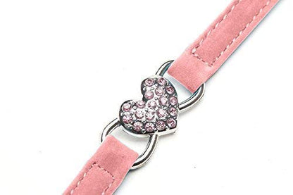 CHUKCHI Heart Bling Cat Collar with Safety Belt and Bell 8-11 Inches(Pink) - color: Pink