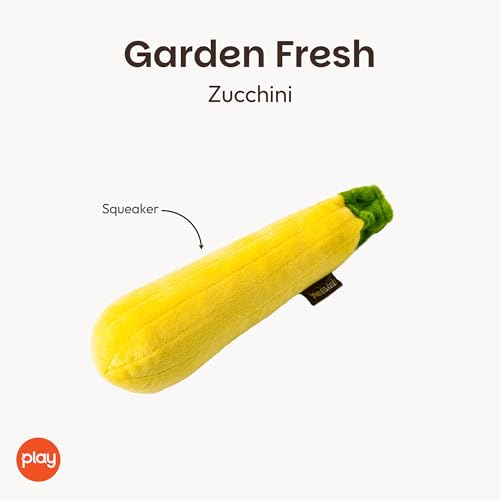 P.L.A.Y. Cute Plush Dog Toys - Fruit & Vegetable Themed Durable Squeaker Chew Toy, Great for Puppies & Small, Medium, Large Dogs - Machine Washable, Recycled Materials (Garden Fresh Zucchini, Medium) - color: Zucchini, size: Medium