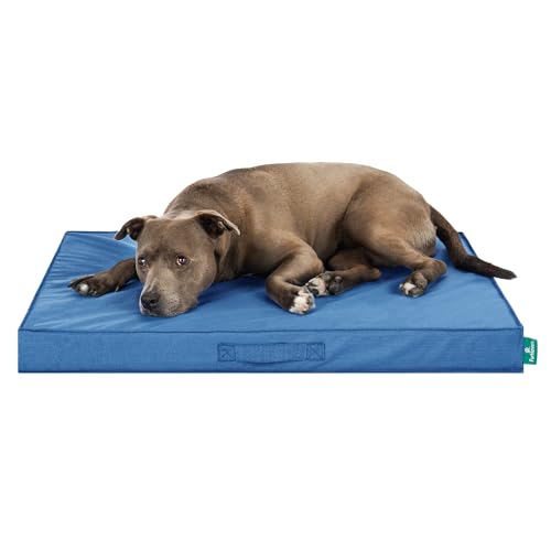 FurHaven Gridded Ripstop All-Weather Deluxe Orthopedic Mattress Pet Bed, Capri Blue, Large - color: Capri Blue, size: Large