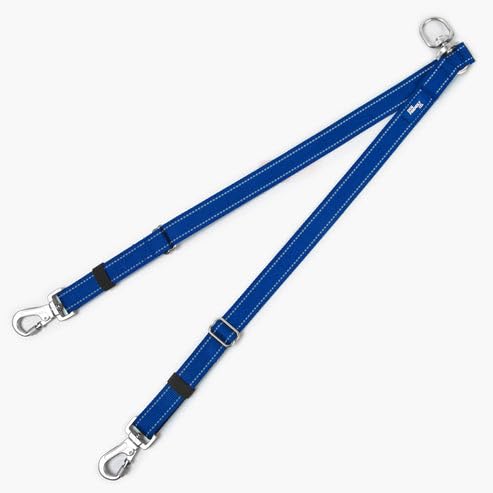 Dog Friendly Co. Leash Splitter | Walk Two Dogs | Complete Control - 360° Swivel, Tangle Free, Adjustable Length, Reflective Webbing, Heavy Duty Clips (Classic Blue) - color: Classic Blue
