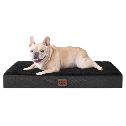 EHEYCIGA Orthopedic Medium Dog Beds for Small Dogs with Removable Washable Cover for Crate, Black, 30x20 - color: Black, size: 30*20*3.5 Inches