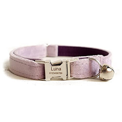 Cat Collar Personalized with Name Phone Number Engraved,Customized with Bell for Small Dogs Puppy Kitten - color: Purple, size: S (6"-10")