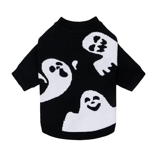 Fitwarm Halloween Ghost Dog Sweater, Funny Costumes for Dogs, Pet Apparel, Black, White, Large - color: Ghost, size: Large
