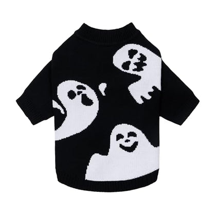 Fitwarm Halloween Ghost Dog Sweater, Funny Costumes for Dogs, Pet Apparel, Black, White, Large - color: Ghost, size: Large