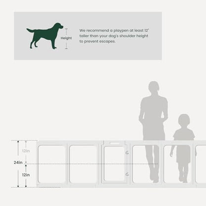 Clear Acrylic Dog Playpen - 50 x 33.4 Inch, 24" H 10 Planes Transparent Dog Fence Indoor, Sturdy Pet Pen for Puppy/Small Dog/Rabbit/Pig, Easy Assemble & Cleaning Plastic Whelping Box Enclosure, White - color: White