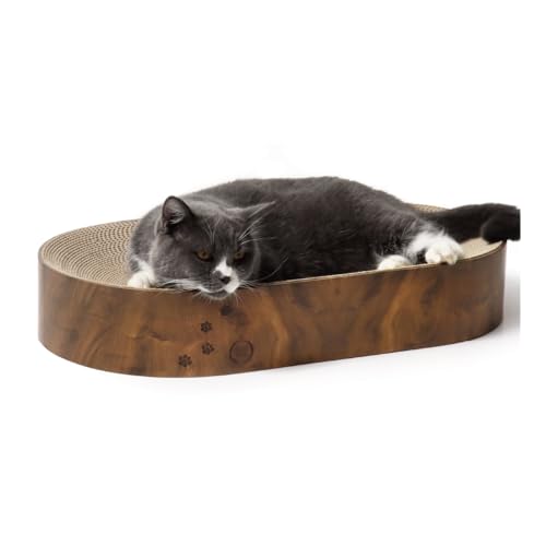 NECOICHI Cat Scratcher Bowl Capsule for Indoor Cats - Cat Scratching Lounger with Reversible Usability and Extra Comfort for Lounge, Cardboard Bed Couch - color: Dark Cherry