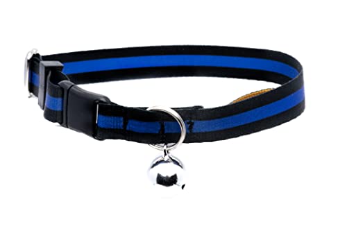 Country Brook Petz - Thin Blue Line Cat Collar - Camouflage Collection Featuring Rugged Designs - color: Thin Blue Line
