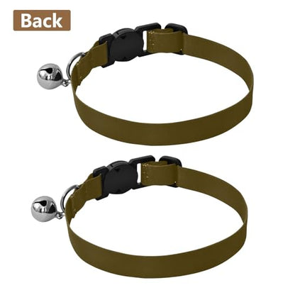 Coffee Adjustable Pet Collar, 2 Pack Bell Collar for Small Dogs - color: Coffee