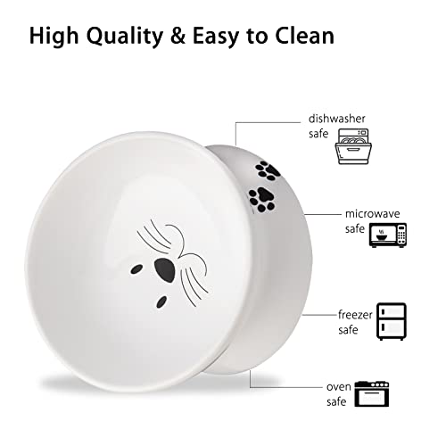 Cat Food Bowls, 10 OZ Elevated Cat Bowls for Cats and Small Dogs, Tilted Pet Feeder Bowl with Raised Stand Protect Cat's Spine, Ceramic Cat Water Bowl No-Spill, Stress Free Cat Dish 1pcs - color: White*1