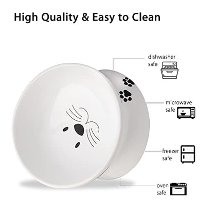 Cat Food Bowls, 10 OZ Elevated Cat Bowls for Cats and Small Dogs, Tilted Pet Feeder Bowl with Raised Stand Protect Cat's Spine, Ceramic Cat Water Bowl No-Spill, Stress Free Cat Dish 1pcs - color: White*1