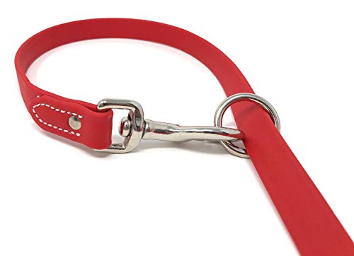 Regal Dog Products Waterproof Leash – 5 ft. Red Dog Leash with Easy to Use Collar Hook, Lightweight, and Proof Training Pet Lead with Vinyl-Coated Webbing for Small, Medium, Large, or XL Dogs - color: Red
