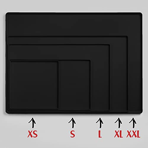 DogBuddy Dog Food Mat Waterproof Silicone Pet Feeding Mat for Dogs, Non-Slip, Easy to Clean, Black - color: Black, size: L: 24" x 16"