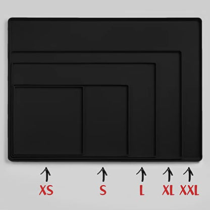 DogBuddy Dog Food Mat Waterproof Silicone Pet Feeding Mat for Dogs, Non-Slip, Easy to Clean, Black - color: Black, size: L: 24" x 16"
