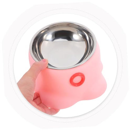 VICASKY Stainless Steel Pet Bowl Cat Water Bowl -Spill Portable Dog Dish Indoor Outdoor Use - color: Pink