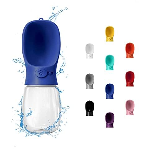 WePet Portable Dog Water Bottle, 12 OZ, Leak Proof Puppy Water Dispenser with Drinking Feeder for Pets Outdoor Walking, Hiking, Travel, Food Grade Plastic - color: #01 Navy Blue, size: 12 oz