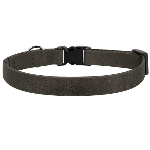 Breakaway Cat Collar Leather with Removable Bell - 13 Colors Available - Soft Adjustable Girl Boy Safety Lightweight Pet Kitten Collars Pink Brown Blue Green Red Orange Black (Graphite) - color: Graphite
