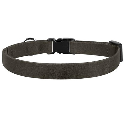 Breakaway Cat Collar Leather with Removable Bell - 13 Colors Available - Soft Adjustable Girl Boy Safety Lightweight Pet Kitten Collars Pink Brown Blue Green Red Orange Black (Graphite) - color: Graphite