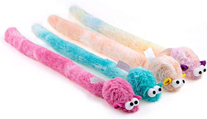 CHIWAVA 4 Packs 15 Inch Long Soft Plush Cat Toys Mice with Bell Rustle Sound Small Mouse Activity Interactive Toy - size: Plush Mice with Bell