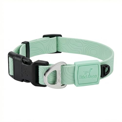 Waterproof & Odor – Free Embossed PU Dog Collar, Soft & Durable, Easy - Release Buckle, Adjustable Fit, Pet Collar for Small, Medium and Large Dogs (Medium, Light Green) - color: Light Green, size: Medium