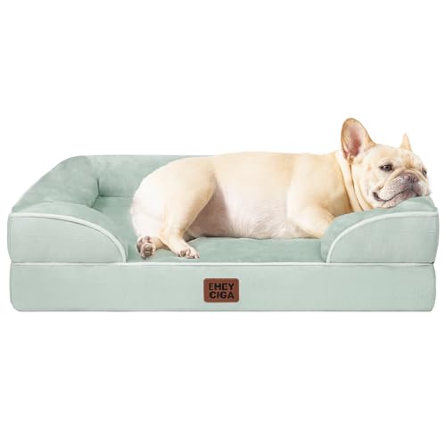 EHEYCIGA Orthopedic Dog Bed for Small Dogs, Waterproof Memory Foam Small Dog Beds with Sides, Non-Slip Bottom and Egg-Crate Foam Medium Pet Couch Bed with Washable Removable Cover, Sage Green - color: Sage Green, size: 24.0"l X 18.0"w X 6.0"th