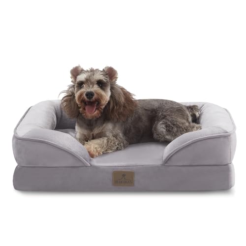 Bedfolks Orthopedic Dog Bed Extra Small, Waterproof Dog Sofa Bed for Small Dogs & Cats, Egg Foam Pet Couch Bed with Removable Washable Cover and Nonslip Bottom, Light Grey - color: Light Grey, size: 20.0"L x 15.0"W x 6.0"Th