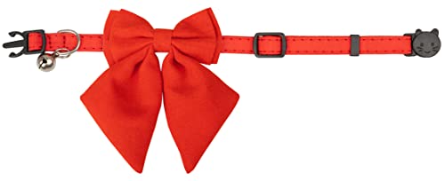 Cat Collar with Bow Tie Bell Breakaway Kitten Small Pet Safety Solid Wedding Basic Pure Color Suede Soft Adjustable Sailor Bow-[1pc] Red - color: Sailor Bow-[1pc] Red