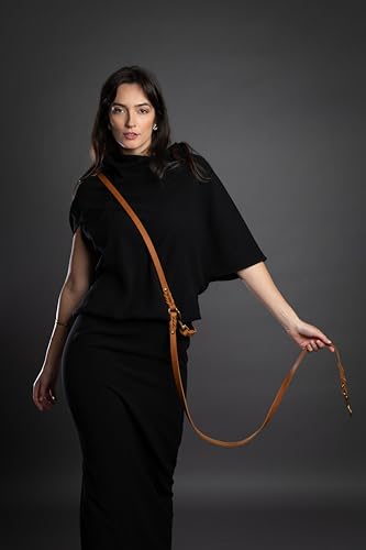 NOAH & PAW Leather Dog Leash, Premium Oil-Waxed Leather Braided, 8 ft Long Dog Leash with 6 Ways to Use Hands-Free, Quick-tie, Double Pet Lead Etc. Matching Collar Available. (Camel) - color: Camel