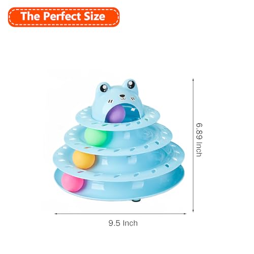 17 Pack Cat Toys, 4-Level Turntable Ball Track Interactive Cat Toy for Indoor Cats, Self Play Fun Roller with Colorful Rotating Ball Puzzle Exercise Kitten Toys Set - color: Light Blue