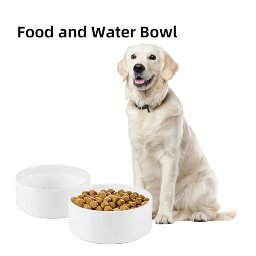 Havniva 8.3” Ceramic Dog Bowls, Dog Food and Water Bowl for Large Dogs, Durable Dog Water Bowl with Non-Slip Rubber Base Large Capacity Pet Feeding Bowl - color: Matte White, size: 8.3 Inch