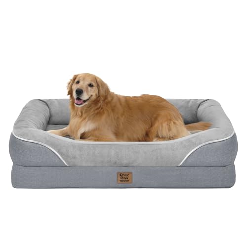 Orthopedic Removable Large Dog Bed -XL Large Dog Bed with Washable Cover and Removable Bolsters Non-Slip Bottom & Waterproof Pet Bed Sofa - color: Silver, size: XL-large (42"L x 30"W x 7.5"Th)