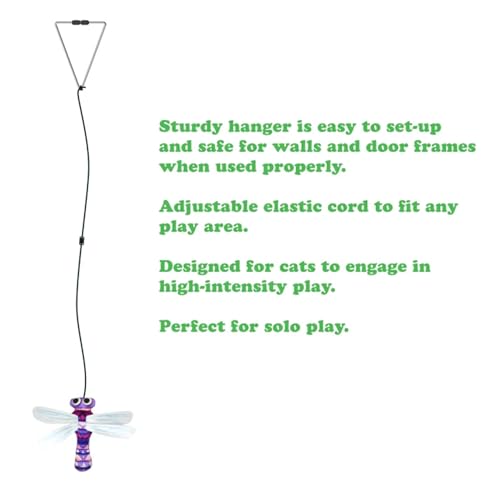 Meowijuana Dragonfly Jump 'n' Jamb Door Hanging Cat Toy and Purrple Passion Catnip Blend | Refillable Interactive Catnip Toy | Catnip Grown in North America - color: Dragonfly & Purrple Passion Blend