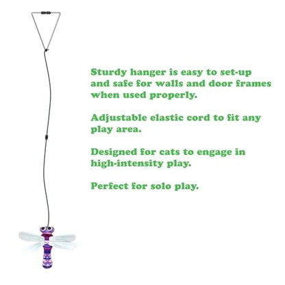 Meowijuana Dragonfly Jump 'n' Jamb Door Hanging Cat Toy and Purrple Passion Catnip Blend | Refillable Interactive Catnip Toy | Catnip Grown in North America - color: Dragonfly & Purrple Passion Blend