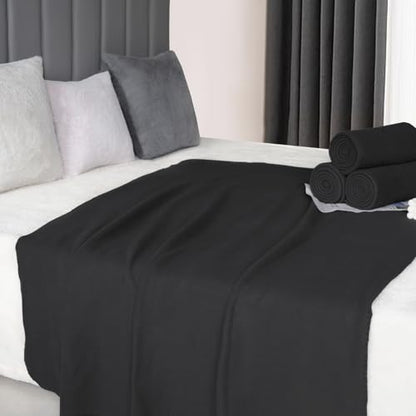 ZYFZCYBL Fleece Throw Blankets Lightweight Warm Soft Cozy Pet-Friendly Bulk Fleece Throw Blanket Solid for Home Bed, Sofa，Office,Gifts, Couch (Pack of 6-50 x 60 inch，Black) - color: Black