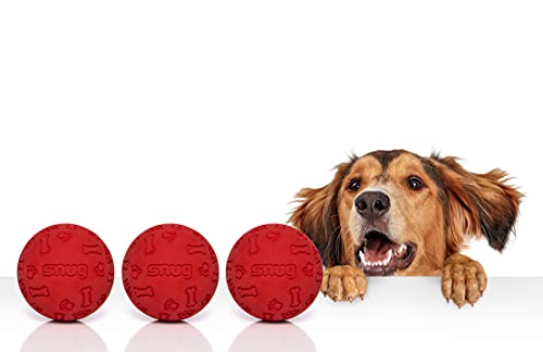 Snug Rubber Dog Balls for Small and Medium Dogs - Tennis Ball Size - Virtually Indestructible (3 Pack - Red) - color: Red