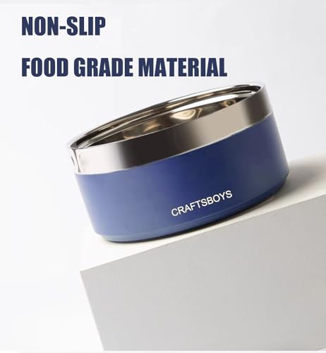 Dog Bowl, Dog Food Water Bowl with Non-Slip Rubber Base, Stainless Steel, Double Wall Small Medium Large Dogs, 32oz, Pack of 2 (Grey) - color: Grey
