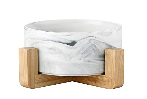 Ceramic Pet Bowls with Stand - Dog Cat Water Bowl and Food Dish -Heavy Weighted & No Tip Over Pet Comfort Feeding Bowls -Dishwasher Safe & Easy to Clean