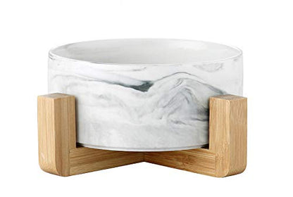 Ceramic Pet Bowls with Stand - Dog Cat Water Bowl and Food Dish -Heavy Weighted & No Tip Over Pet Comfort Feeding Bowls -Dishwasher Safe & Easy to Clean