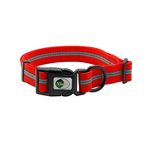 NIMBLE Dog Collar Waterproof Pet Collars Anti-Odor Durable Adjustable PVC & Polyester Soft with Reflective Cloth Stripe Basic Dog Collars S/M/L Sizes (Medium (11.81”-18.5”inches), Candy Red) - color: Candy Red, size: Medium (11.81”-18.5”inches)
