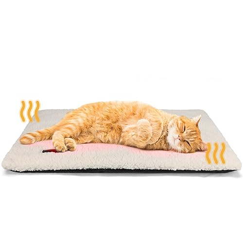 Self Warming Cat Bed Self Heating Cat Dog Mat 24 x 18 inch Extra Warm Thermal Pet Pad for Indoor Outdoor Pets with Removable Cover Non-Slip Bottom Washable Non Electric - color: Beige, size: 24.0"L x 18.0"W x 1.0"Th