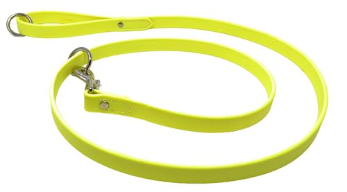 Regal Dog Products Waterproof Leash – 5 ft. Yellow Dog Leash with Easy to Use Collar Hook, Lightweight, and Proof Training Pet Lead with Vinyl-Coated Webbing for Small, Medium, Large, or XL Dogs - color: Yellow